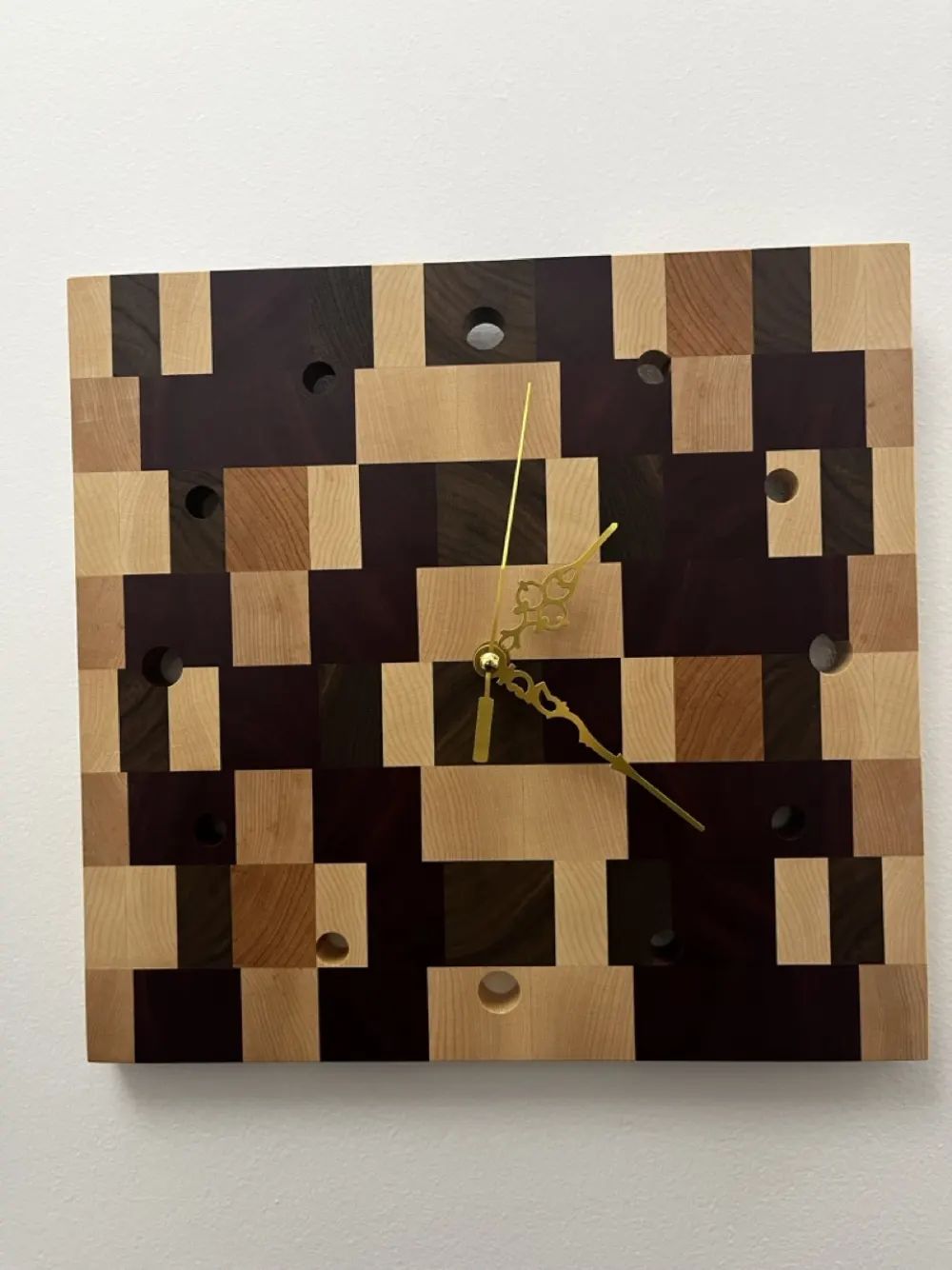 GrainSquare Mosaic Clock handmade by Wood Dust Creations